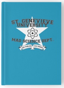 The front of the hardcover Mad Science Department journal